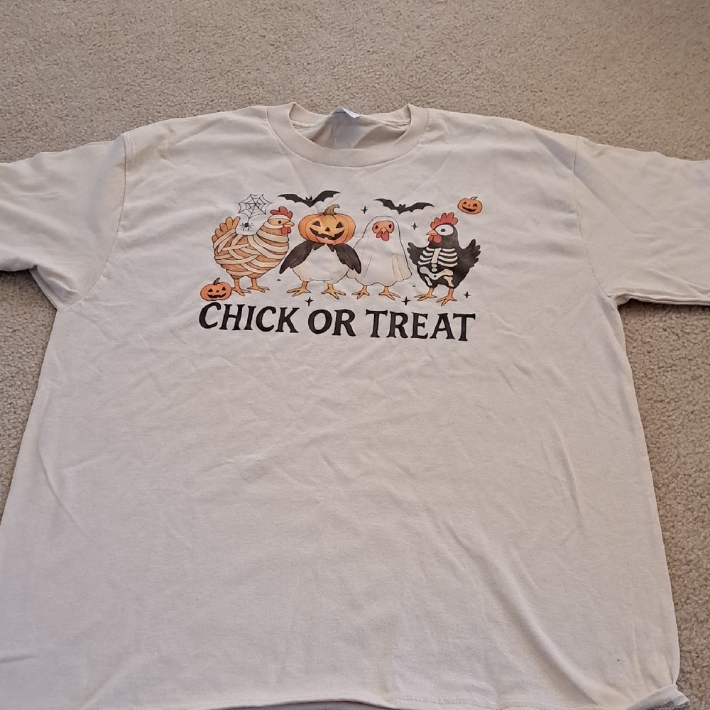 Halloweem Chick or Treat Kids Halloween T-Shirt - Cream Ptp 21: